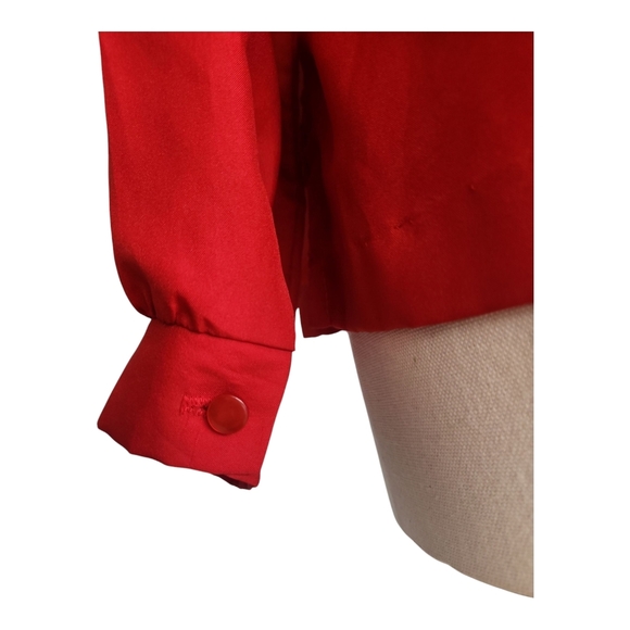 VTG Alicia Red Necktie Secretary Blouse Button-Up Long Sleeve Women’s 14 - Picture 6 of 11